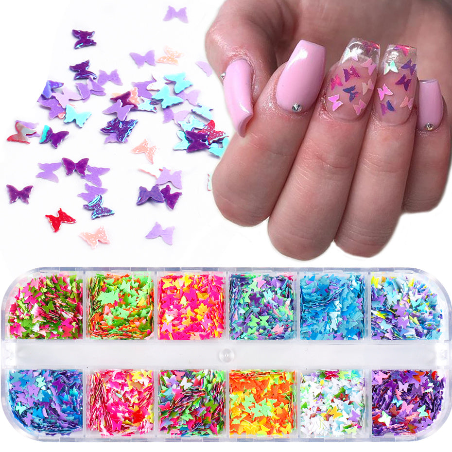 Symphony Butterfly Sequin Nail Decoration – Shimmer Nail Art