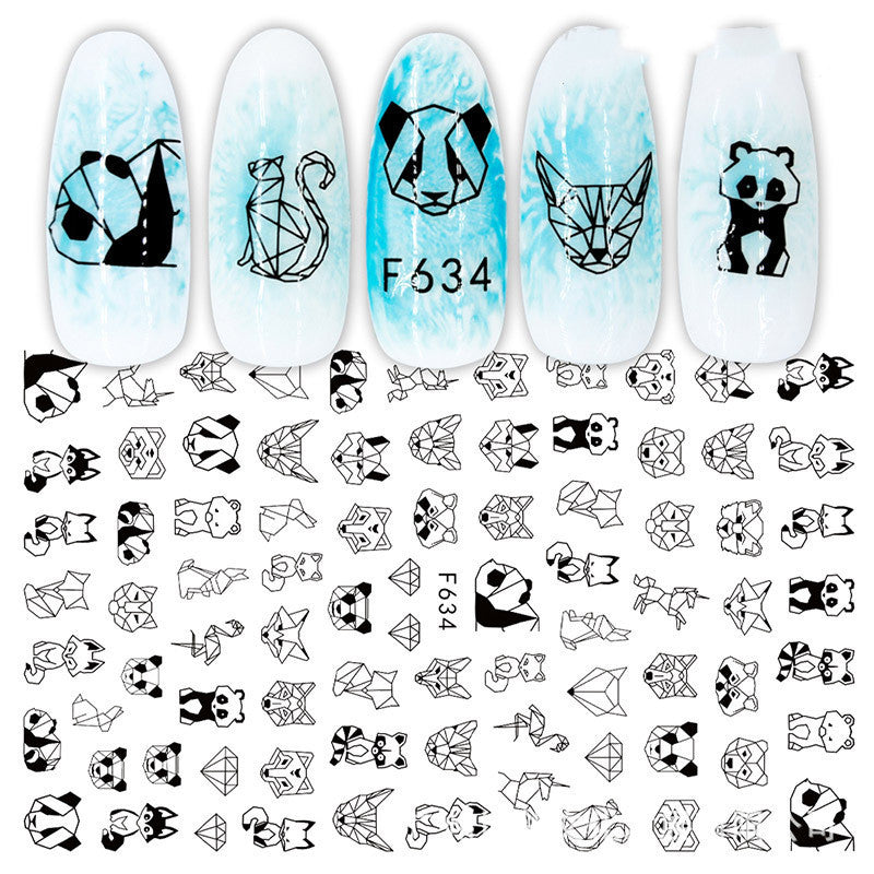 3D Nail Stickers – Black & White Rose Heart Ink Nail Decals