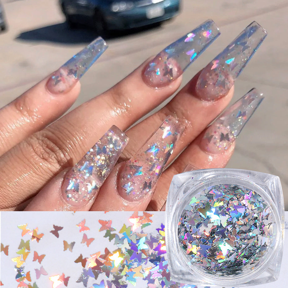 Symphony Butterfly Sequin Nail Decoration – Shimmer Nail Art