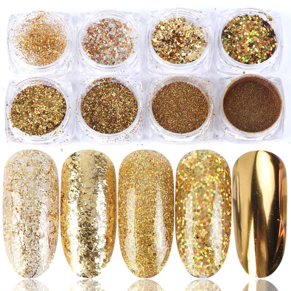 8 Box Mix Glitter Nail Art Powder Flakes Set – Sparkle Nail Decoration