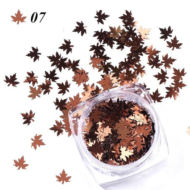 Gradient Maple Leaf Nail Sequins – Autumn Nail Art Decoration