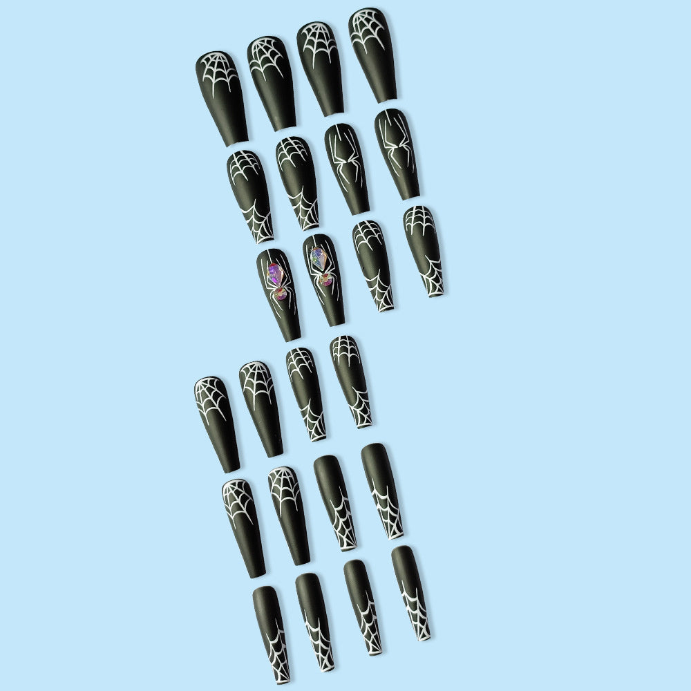 Dark Spider Halloween Press-On Nails – Sweet & Cool Armor Style