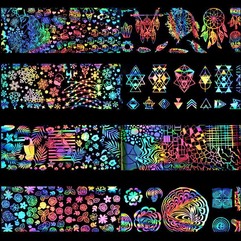 Laser Star Nail Stickers – Thermal Transfer Symphony Star Decals