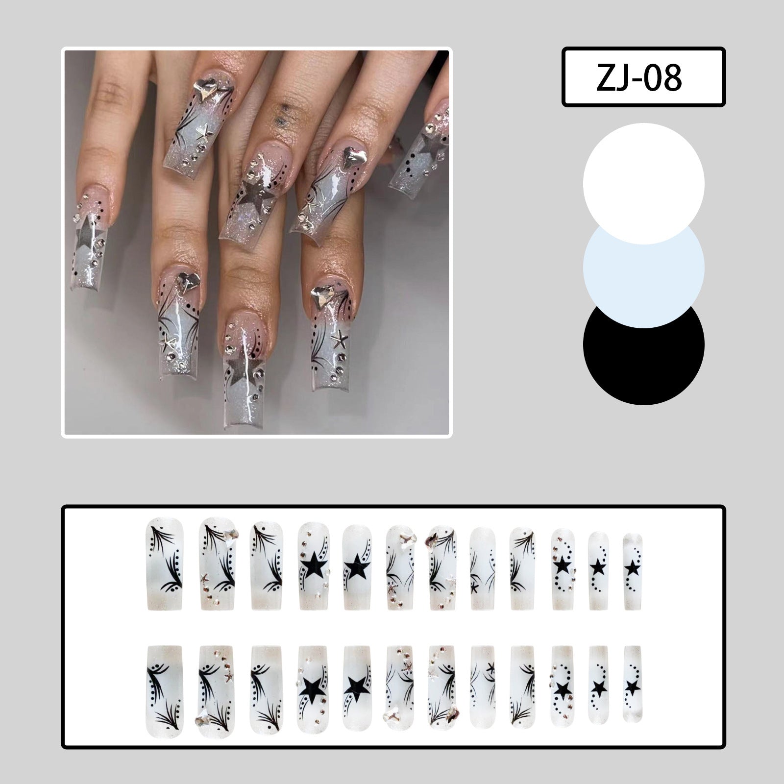 Women’s Fashion Rhinestone Press-On Nails – Patch Nail Set