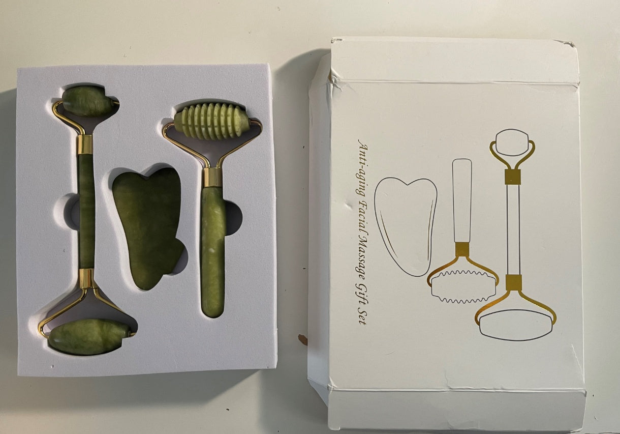 Massage Roller with 3 Sets – Facial Jade Massager for Skincare