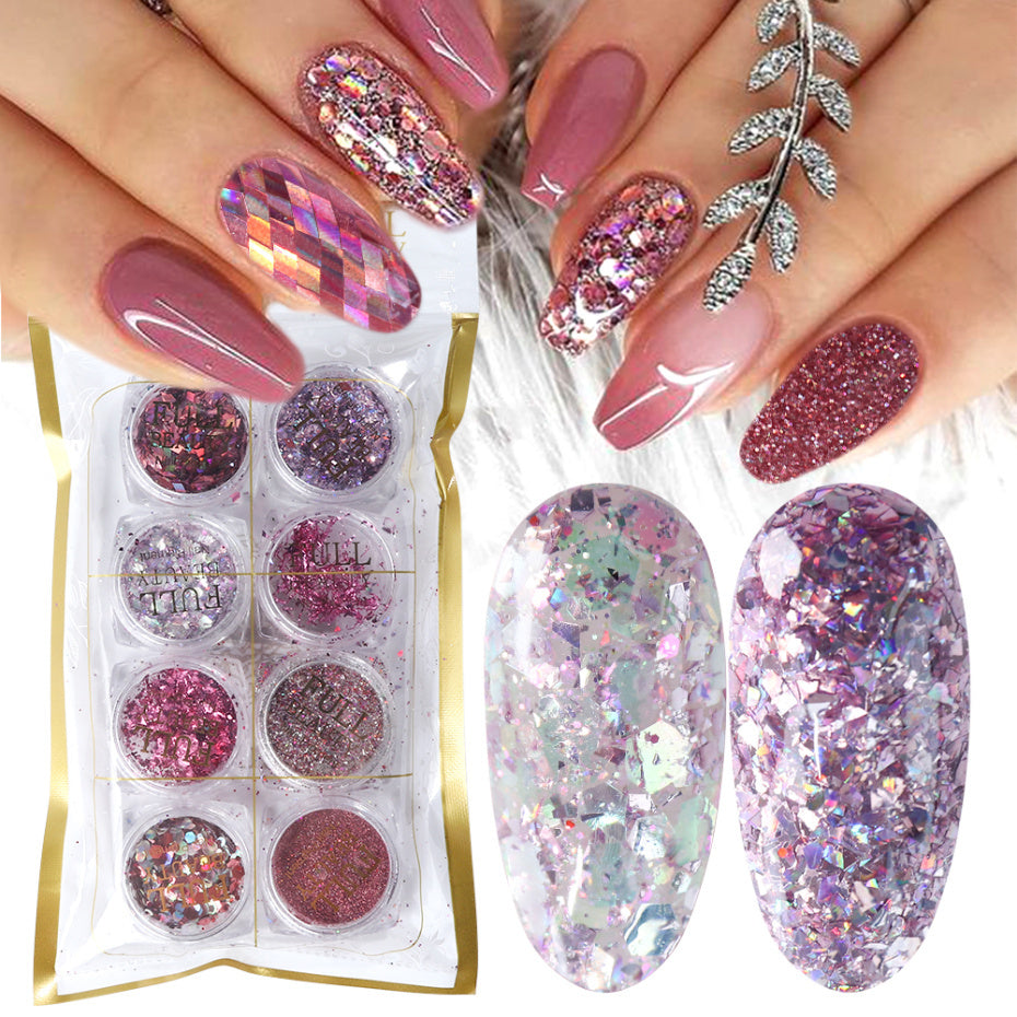 8 Box Mix Glitter Nail Art Powder Flakes Set – Sparkle Nail Decoration