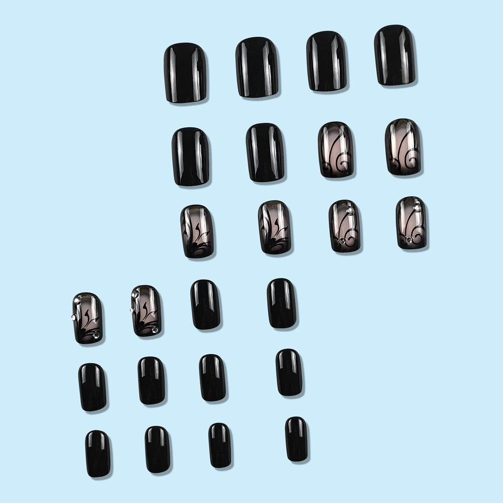 Dark Ins Style Black Vine Press-On Nails – Fashion Wearing Nails